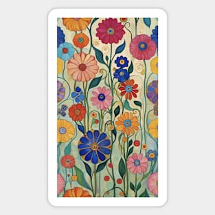 Gustav Klimt's Floral Elegance: Inspired Floral Pattern Magnet